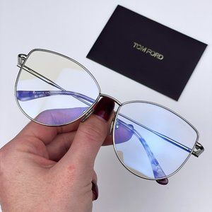 Tom Ford TF5667-B 016 Eyeglasses Palladium Blue Block Women Cat Eye